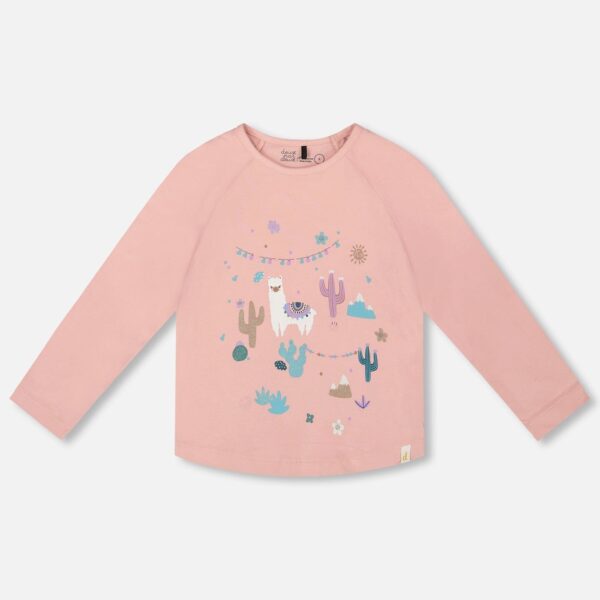 2par2 | Designed in Canada, Organic Cotton T-Shirt Dusty Pink With Llama