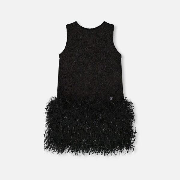 2par2 | Designed in Canada, Sleeveless Bi-Material Lurex Dress With Feathers Black