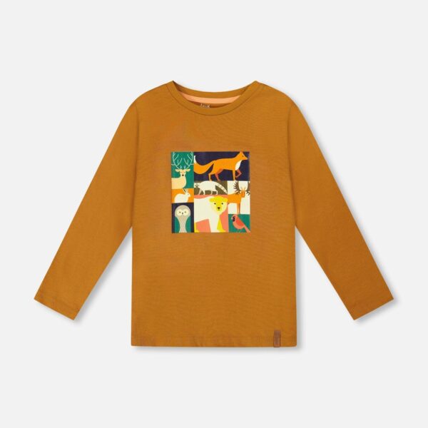 2par2 | Designed in Canada, Long Sleeve Cotton Jersey Tee Shirt Orange Brown for Boys