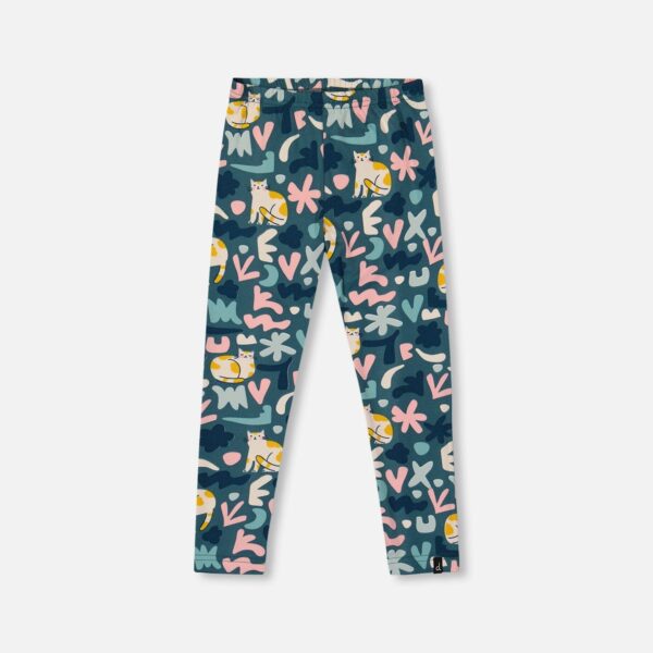 2par2 | Designed in Canada, Stretch Jersey Leggings Green Cat Print