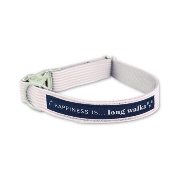 Dog Long Walks Striped Pink Collar | Happiness Is Inc, Made In Canada