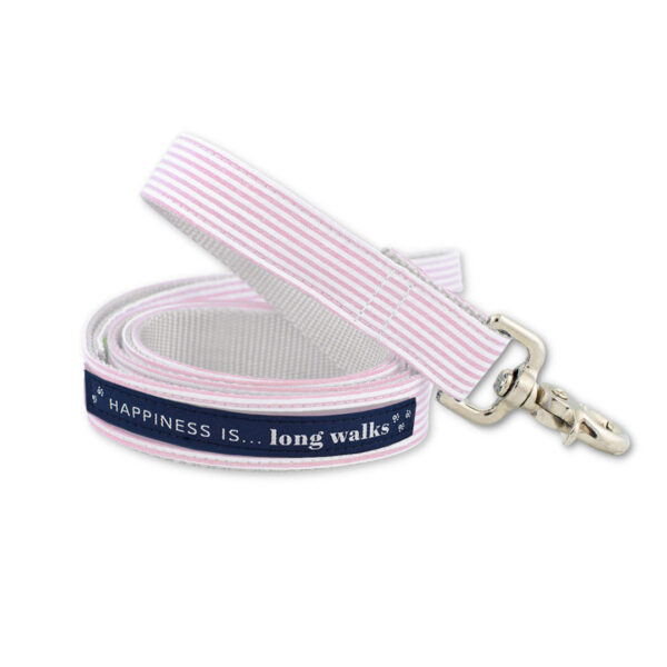 Dog Long Walks Striped Pink Leash | Happiness Is Inc, Made In Canada
