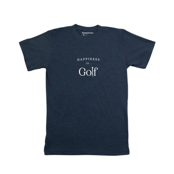 Men's Golf T-Shirt, Heather Navy | Happiness Is Inc, Made In Canada | Men's Clothing