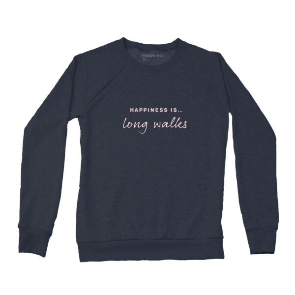 Women's Long Walks Crew Sweatshirt, True Navy | Happiness Is Inc, Made In Canada