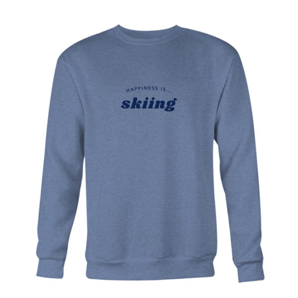 Men's Skiing Crew Sweatshirt, Heather Navy | Happiness Is Inc, Made In Canada | Men's Clothing