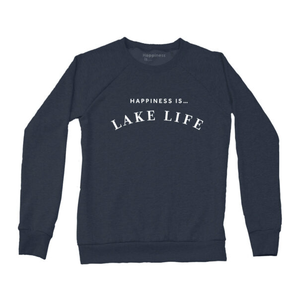 Women's Lake Life Crew Sweatshirt, True Navy | Happiness Is Inc, Made In Canada