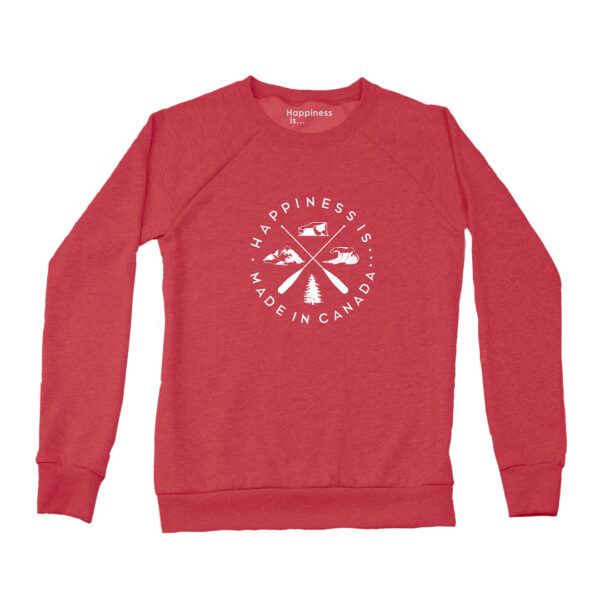 Women's Crest Crew Sweatshirt, Chili Pepper | Happiness Is Inc, Made In Canada