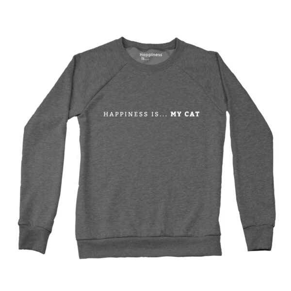Women's My Cat Crew Sweatshirt, Charcoal | Happiness Is Inc, Made In Canada