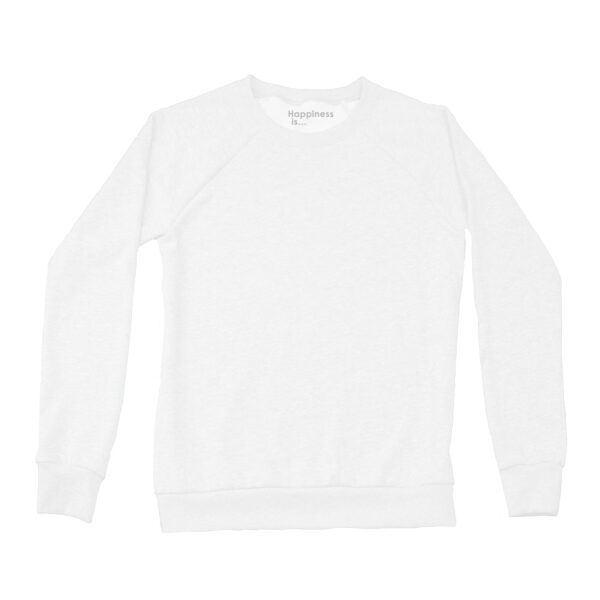 Women's Plain Crew Sweatshirt, White | Happiness Is Inc, Made In Canada
