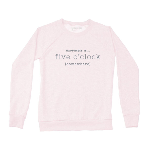 Women's Five O'Clock Crew Sweatshirt, Ballet Pink | Happiness Is Inc, Made In Canada