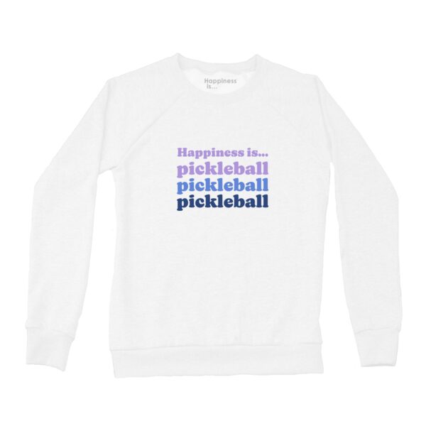 Women's Pickleball Triple Crew Sweatshirt, White | Happiness Is Inc, Made In Canada