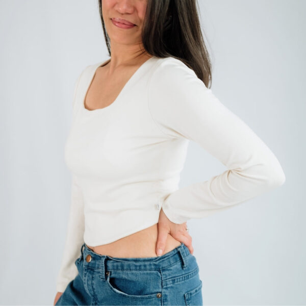 Ladies' Eva Sculpted Bamboo Square Neck Crop | Little & Lively, Made In Canada