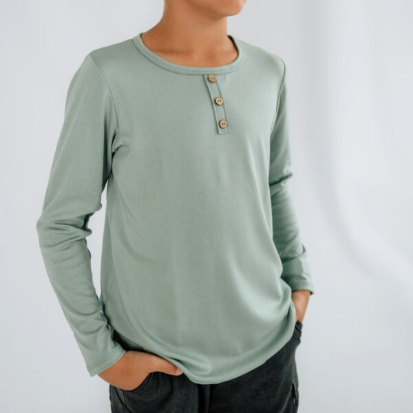 Youth Bamboo Henley Long-Sleeve Shirt | Little & Lively, Made In Canada