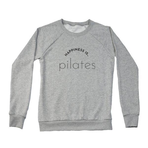 Women's Pilates Crew Sweatshirt, Heather Grey | Happiness Is Inc, Made In Canada