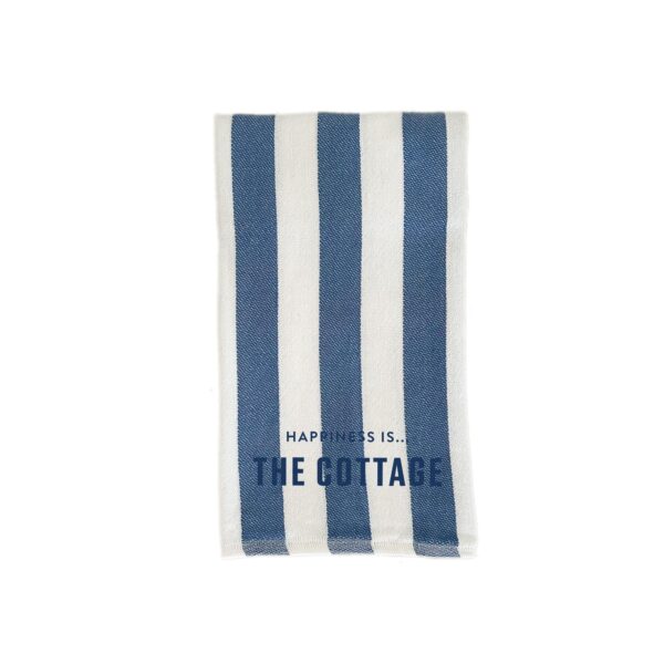 Tea/Hand Towel Cottage, Striped Blue | Happiness Is Inc, Made In Canada