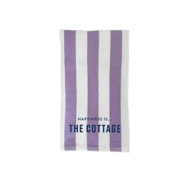 Tea/Hand Towel Cottage, Striped Lilac | Happiness Is Inc, Made In Canada