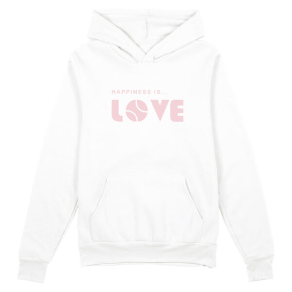 Unisex Tennis Love Hoodie, White | Happiness Is Inc, Made In Canada | Men's Clothing