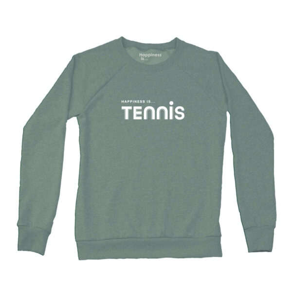 Women's Tennis Crew Sweatshirt, Sage | Happiness Is Inc, Made In Canada