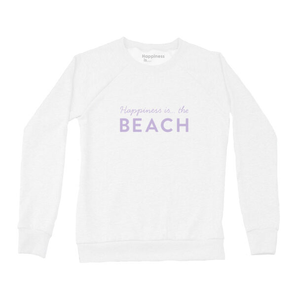 Women's Beach Bold Crew Sweatshirt, White | Happiness Is Inc, Made In Canada