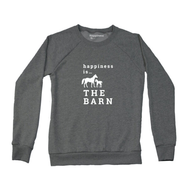 Women's Barn Crew Sweatshirt, Charcoal | Happiness Is Inc, Made In Canada