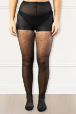 Women’s Semi-Sheer Black Dotted Tights