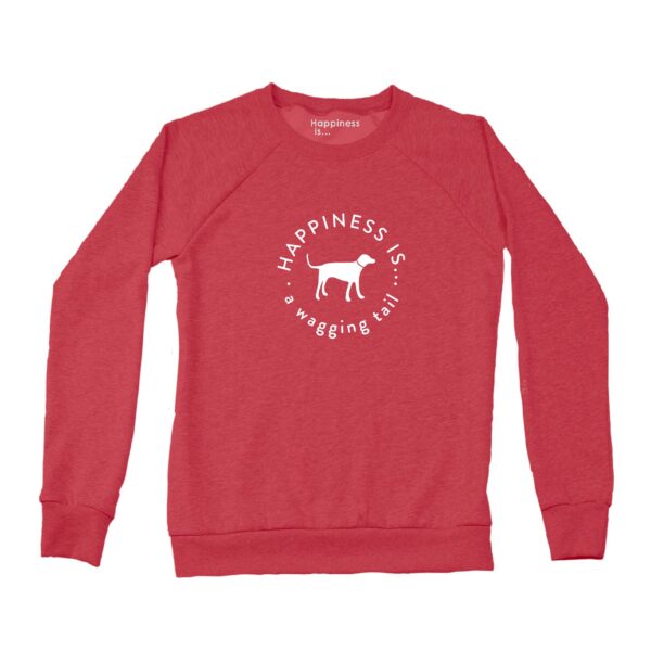 Women's Wagging Tail Crew Sweatshirt, Chili | Happiness Is Inc, Made In Canada