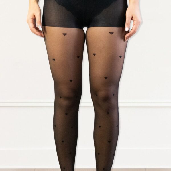 Women’s Sheer Black Heart Print Tights