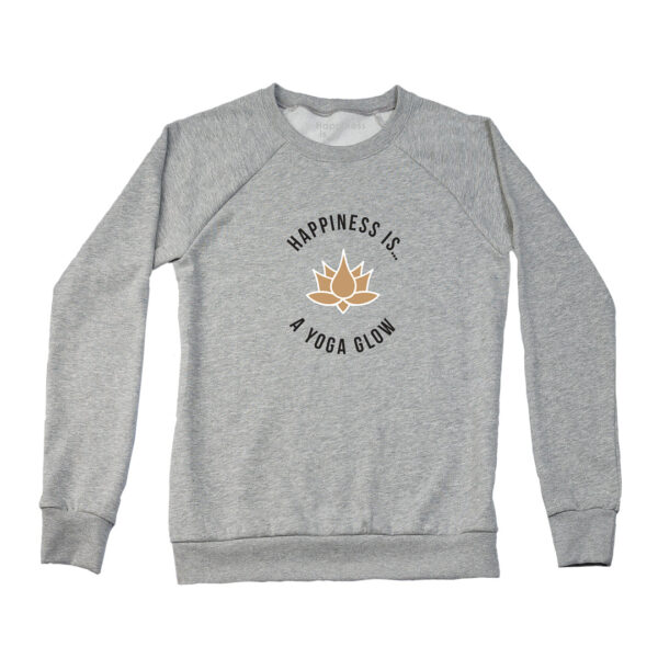 Women's Yoga Glow Crew Sweatshirt, Heather Grey | Happiness Is Inc, Made In Canada