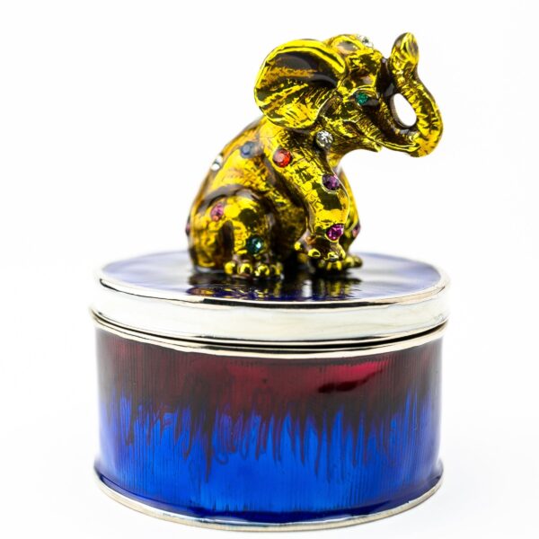 Gold Elephant on Blue Trinket Box | Keren Kopal