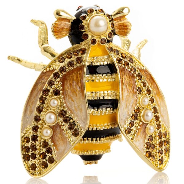 Gold & Black Enamel Honey Bee Queen Trinket Box | Keren Kopal