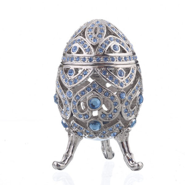 Silver Faberge Egg with Blue Crystals | Keren Kopal