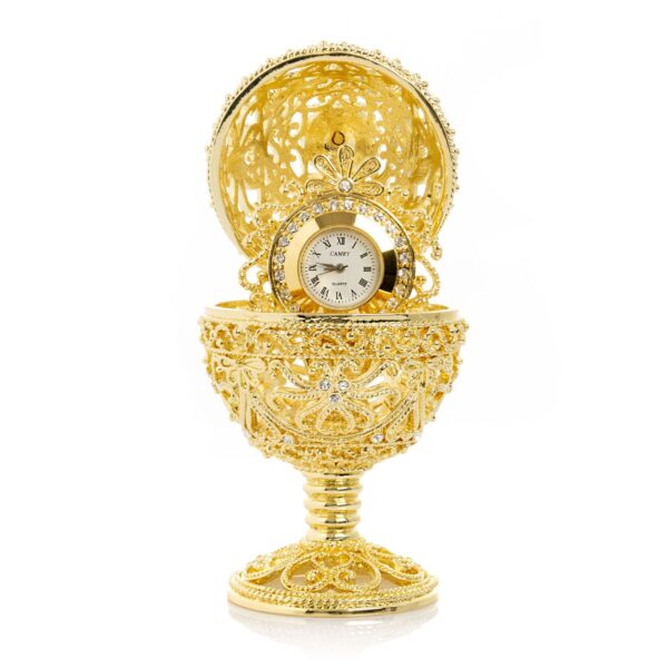 Gold Faberge Egg with Clock Inside | Keren Kopal