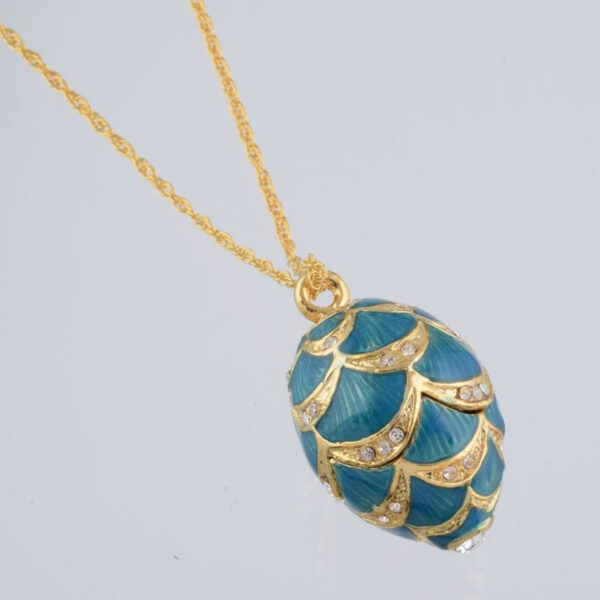 Gold & Light Blue Egg Pendant Necklace | Keren Kopal