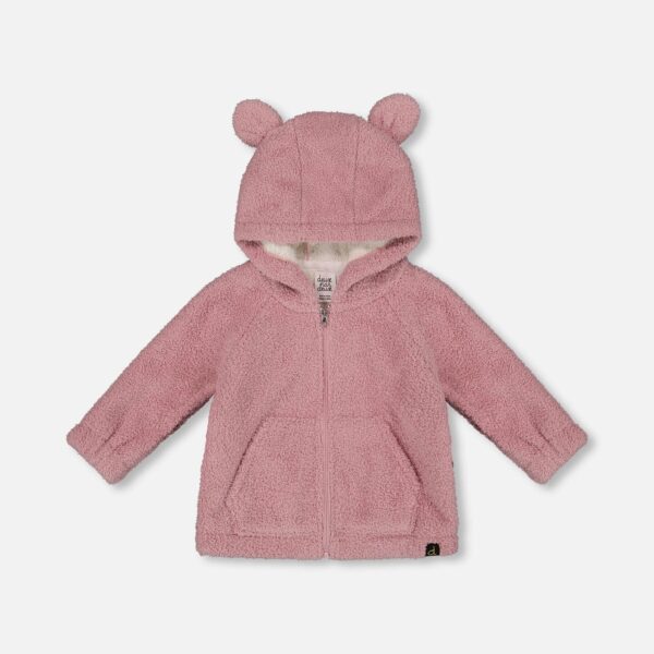 2par2 | Designed in Canada, Hooded Full Zip Cat Plush Jacket Dusty Pink