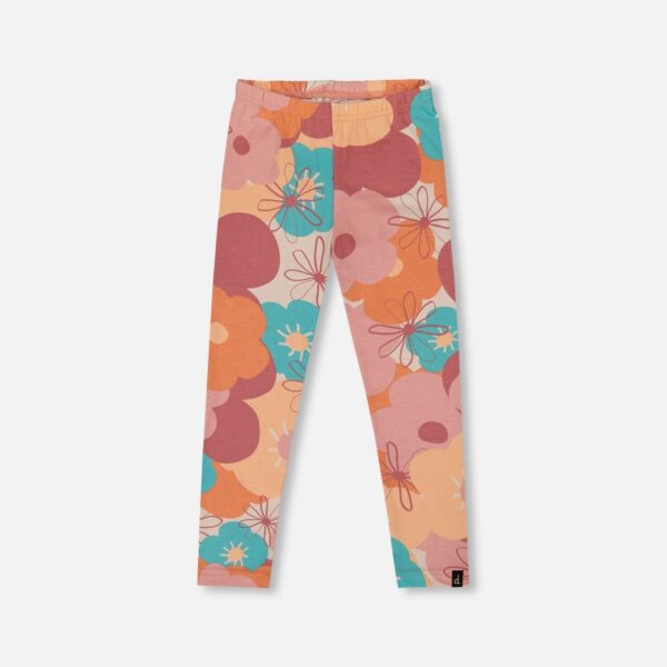 2par2 | Designed in Canada, Organic Cotton Jersey Leggings With Coral Flowers