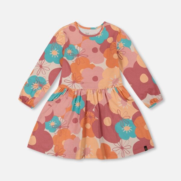 2par2 | Designed in Canada, Organic Cotton Dress With Coral Flowers