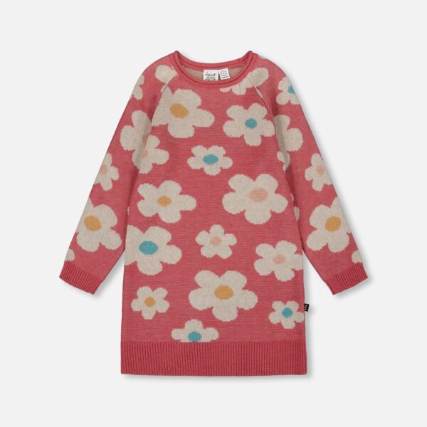 2par2 | Designed in Canada, Knitted Dress With Flower Jacquard Old Pink And Beige