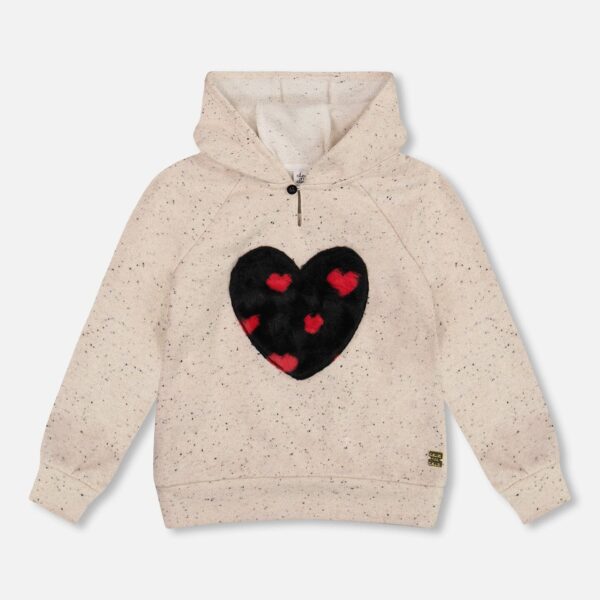 2par2 | Designed in Canada, Glittering Beige French Terry Hoodie With Heart Applique