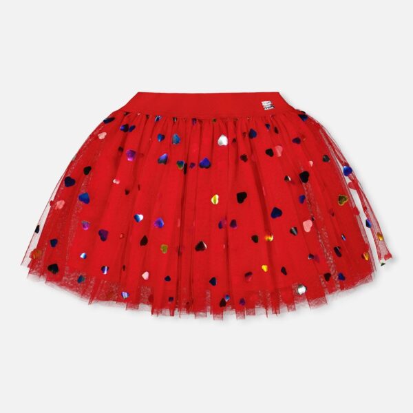 2par2 | Designed in Canada, Tulle Skirt Red With Iridescent Heart Confettis