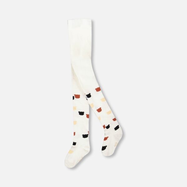 2par2 | Designed in Canada, Knit Tights Off-White With Teddy Bear Pattern