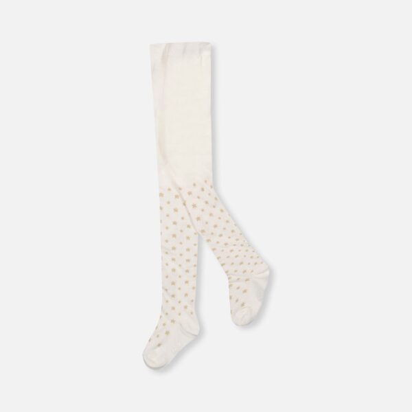2par2 | Designed in Canada, Knit Tights Off-White With Golden Star Pattern