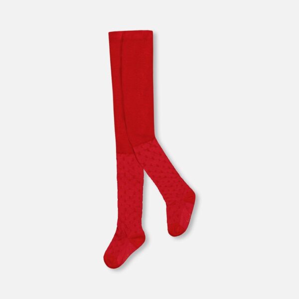 2par2 | Designed in Canada, Knit Tights Red With Tone-On-Tone Star Pattern