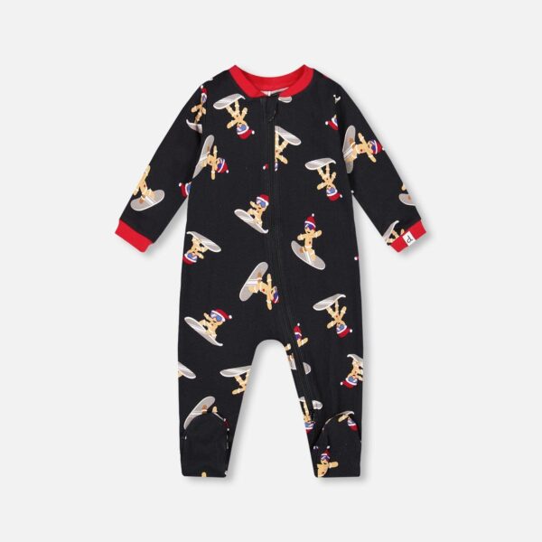 2par2 | Designed in Canada, One-Piece Organic Cotton Pajama Black Cookie Print