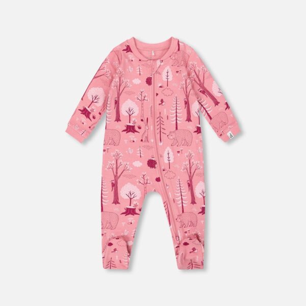 2par2 | Designed in Canada, One-Piece Organic Cotton Pajama Pink Forest