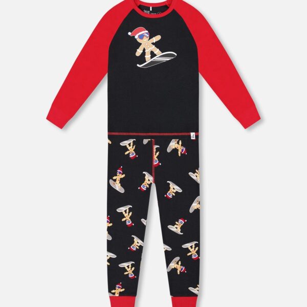 2par2 | Designed in Canada, Two-Piece Organic Cotton Pajama Set Black Cookie Print