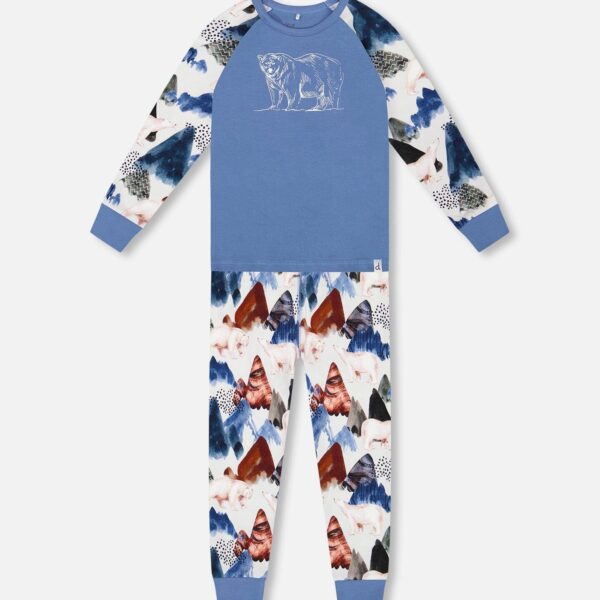 2par2 | Designed in Canada, Two-Piece Organic Cotton Pajama Set White Bear Print