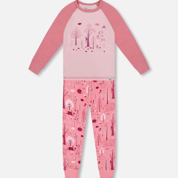 2par2 | Designed in Canada, Organic Cotton Two-Piece Pajamas Pink Forest