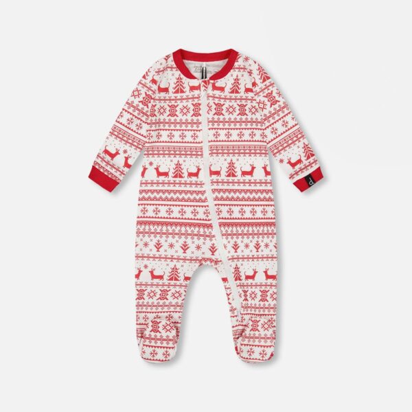 2par2 | Designed in Canada, Organic Cotton Baby One-Piece Pajama Red And White Fairisle