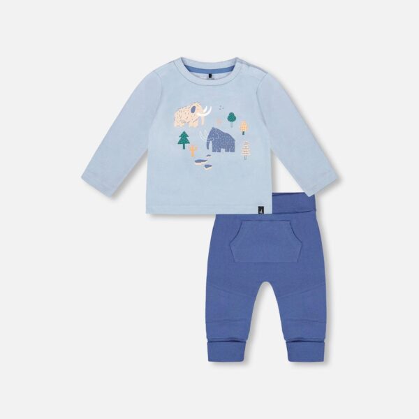 2par2 | Designed in Canada, Organic Cotton Jersey Two-Piece Top And Pant Set Blue