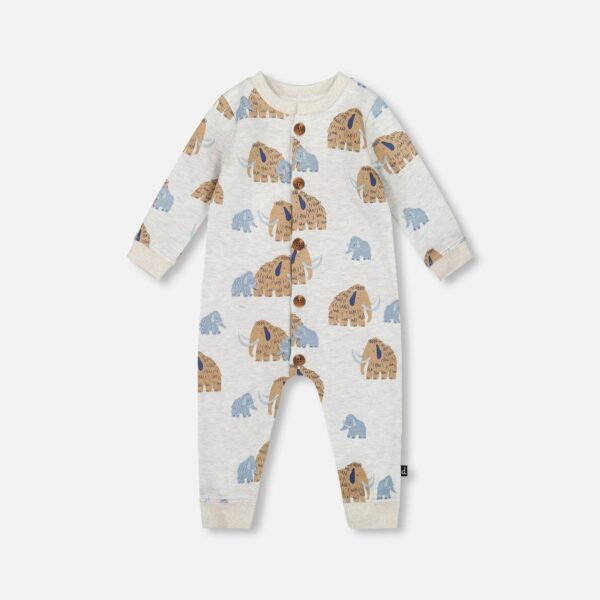 2par2 | Designed in Canada, One-Piece Fleece Romper Beige Mammoth Print